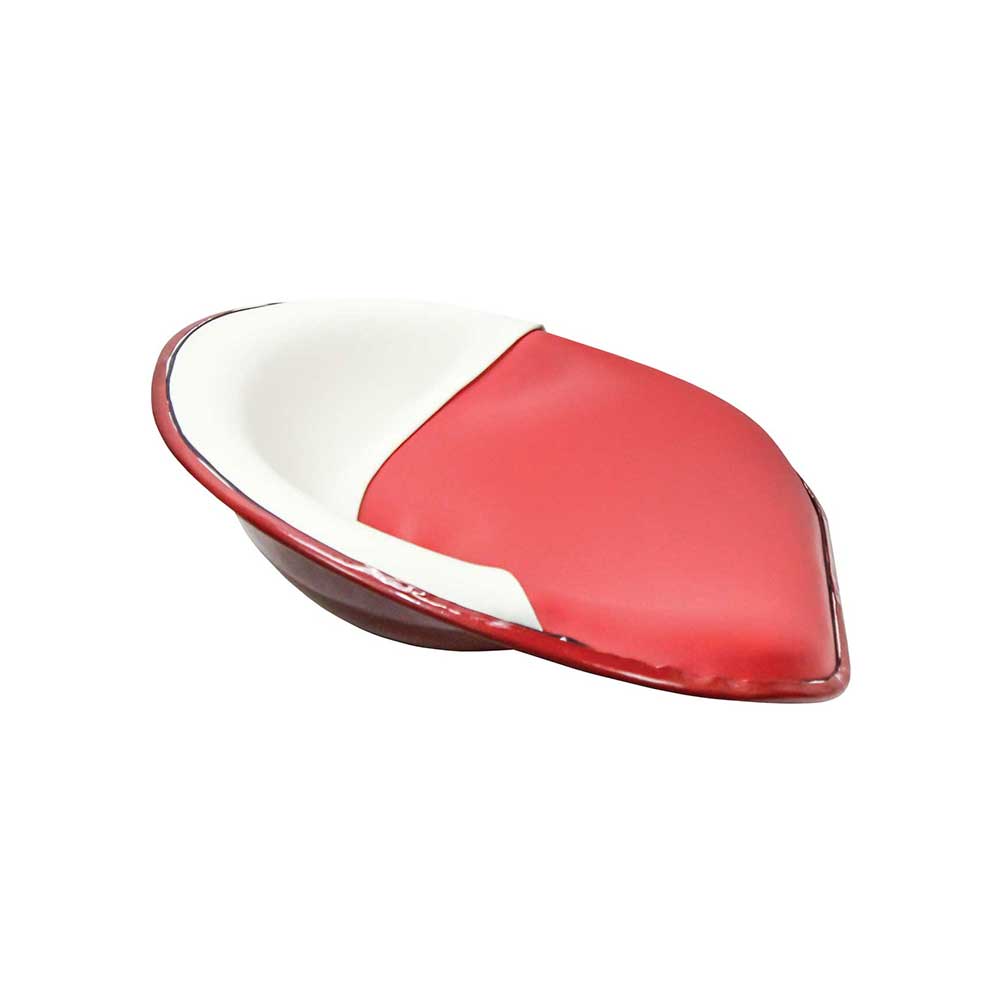 Uni Pro International Harvester HM Pan Seat | 4-Bolt Mount Pattern & Brass Ring | Red & White Vinyl