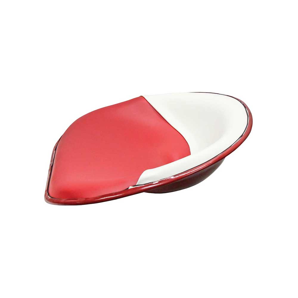 Uni Pro International Harvester HM Pan Seat | 4-Bolt Mount Pattern & Brass Ring | Red & White Vinyl