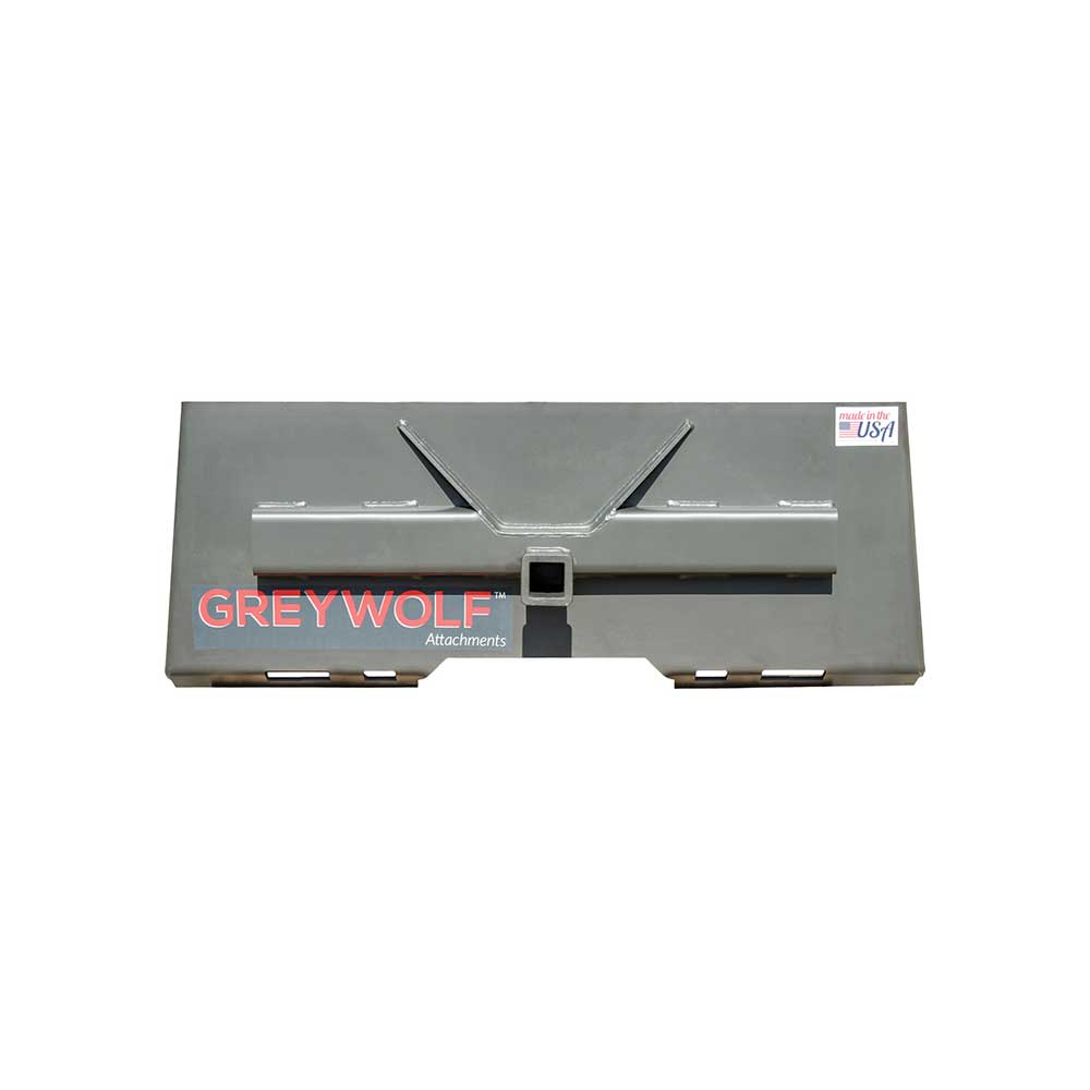 GREYWOLF 2-In. Receiver Hitch Plate Attachment for Skid Steer Loaders | Gray Powder Coat