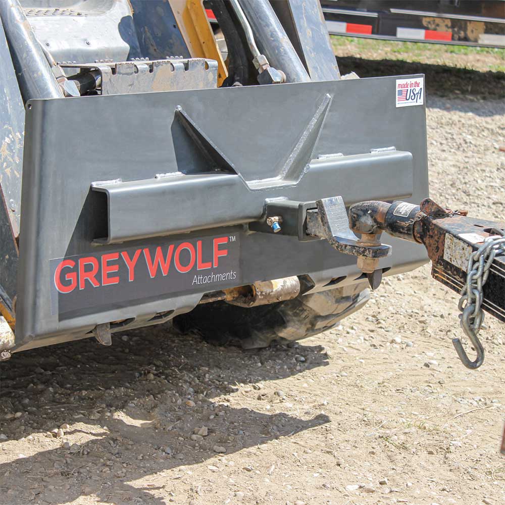 GREYWOLF 2-In. Receiver Hitch Plate Attachment for Skid Steer Loaders | Gray Powder Coat