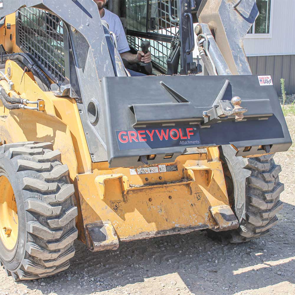 GREYWOLF 2-In. Receiver Hitch Plate Attachment for Skid Steer Loaders | Gray Powder Coat