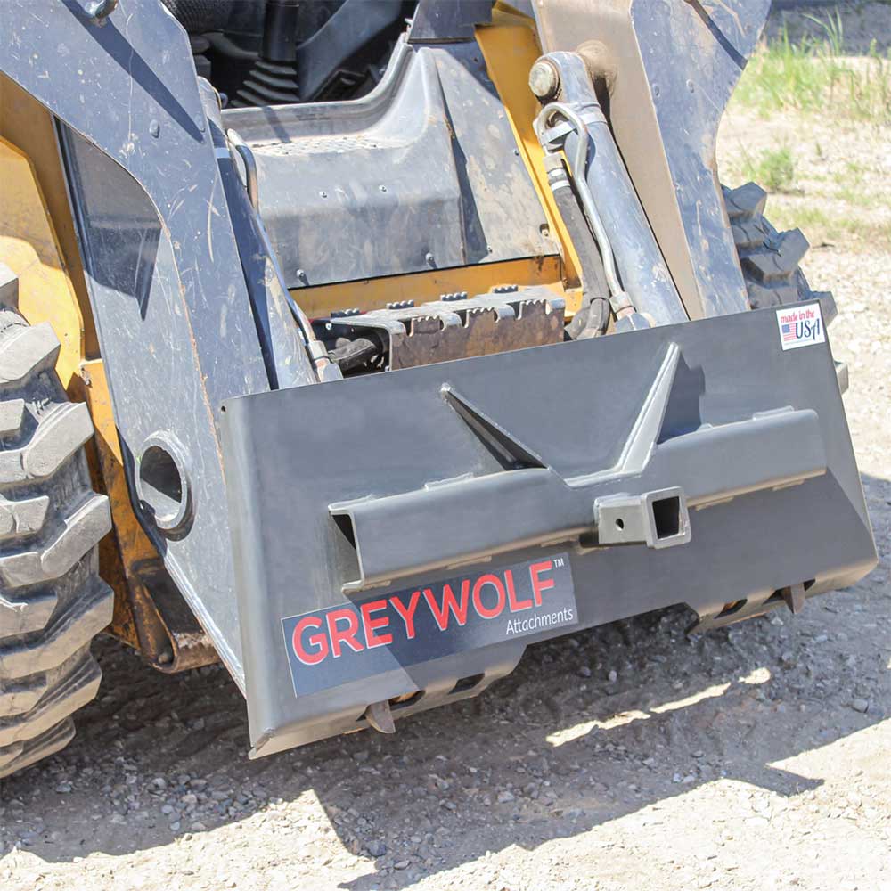 GREYWOLF 2-In. Receiver Hitch Plate Attachment for Skid Steer Loaders | Gray Powder Coat