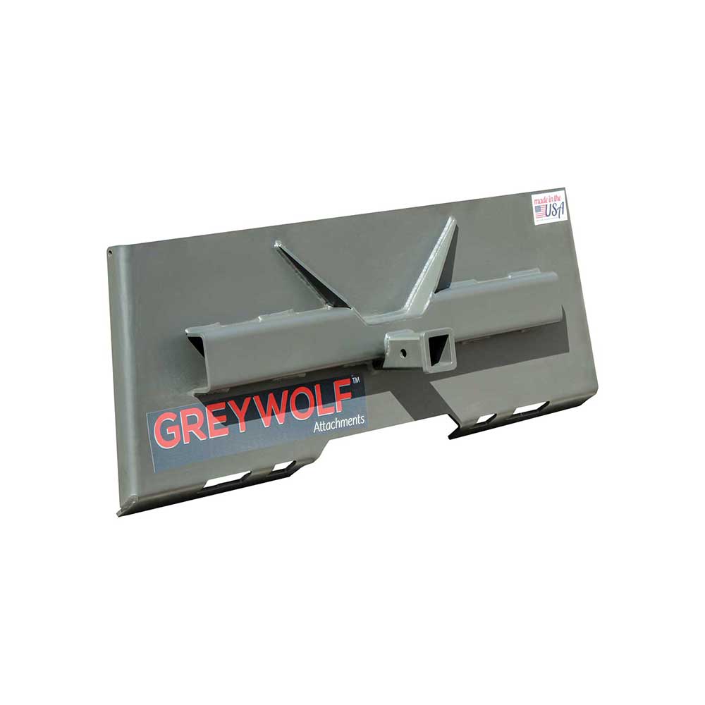 GREYWOLF 2-In. Receiver Hitch Plate Attachment for Skid Steer Loaders | Gray Powder Coat