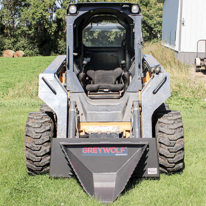GREYWOLF Stump Bucket Attachment for Skid Steer Loaders | Gray Powder Coat