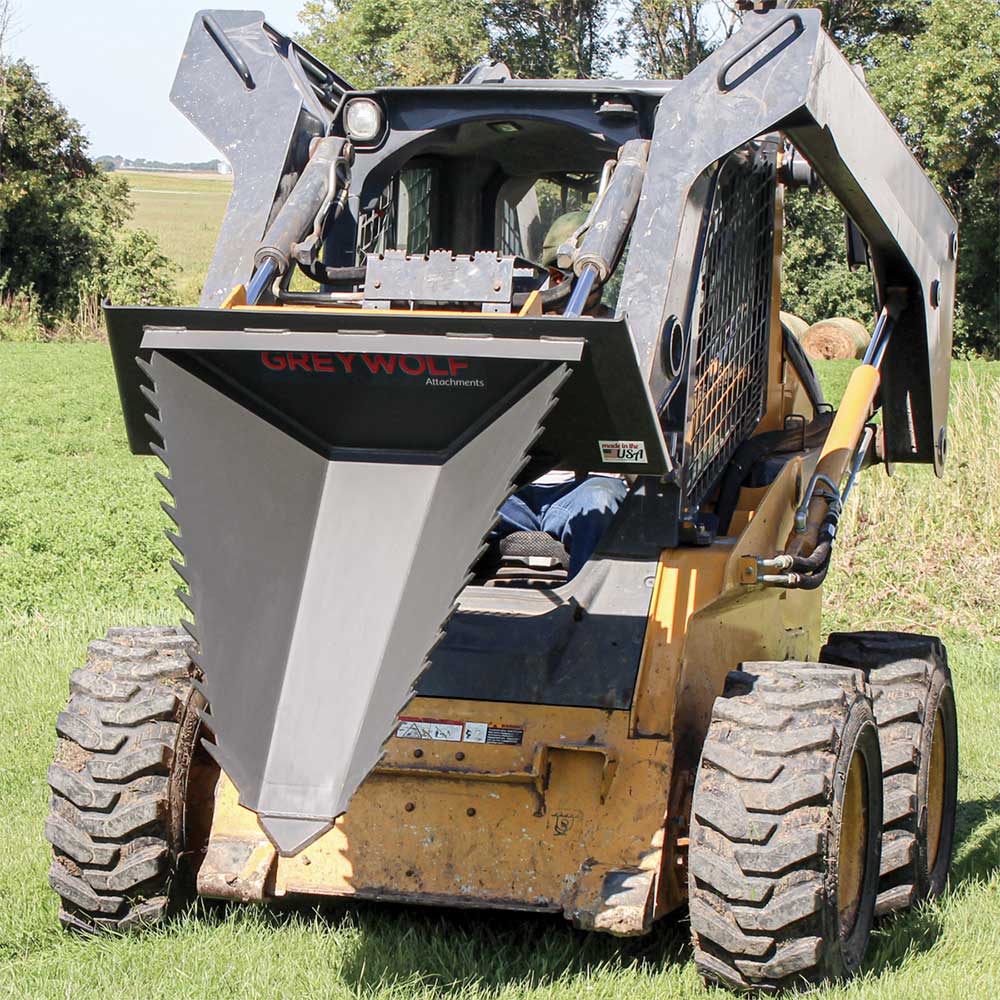 GREYWOLF Stump Bucket Attachment for Skid Steer Loaders | Gray Powder Coat