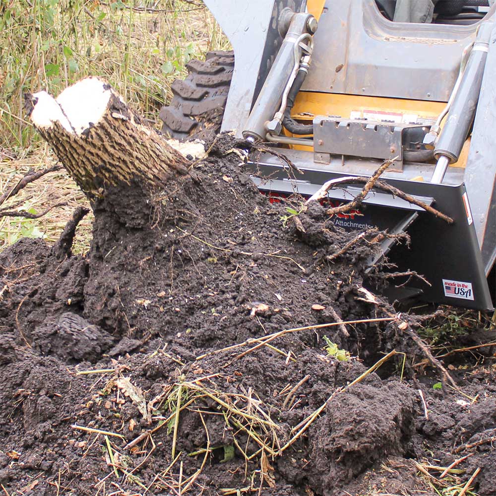 GREYWOLF Stump Bucket Attachment for Skid Steer Loaders | Gray Powder Coat