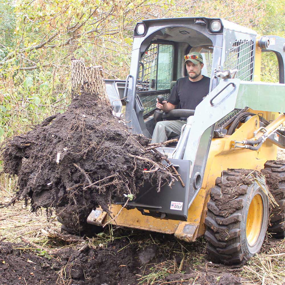 GREYWOLF Stump Bucket Attachment for Skid Steer Loaders | Gray Powder Coat