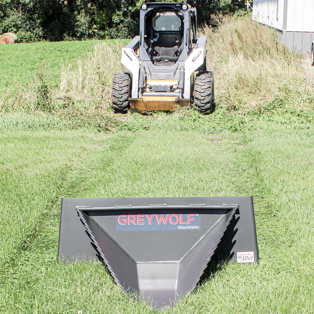 GREYWOLF Stump Bucket Attachment for Skid Steer Loaders | Gray Powder Coat