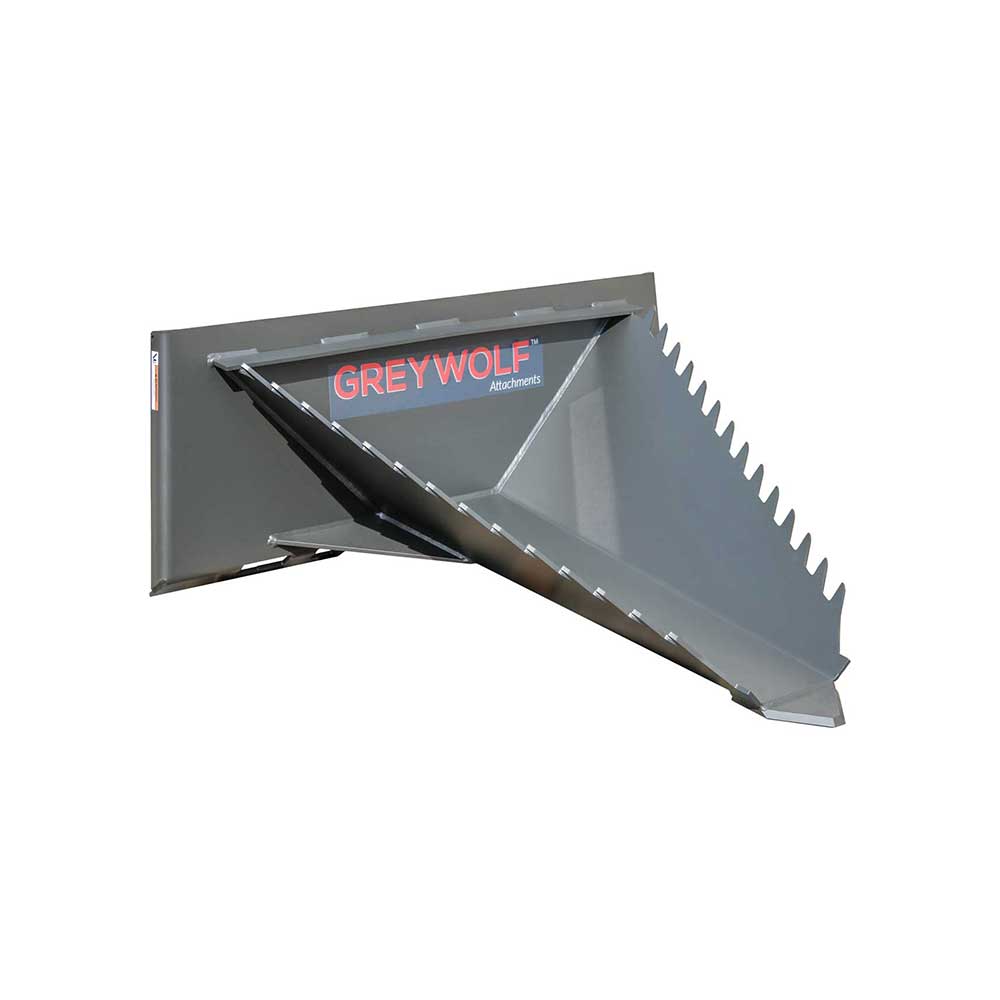 GREYWOLF Stump Bucket Attachment for Skid Steer Loaders | Gray Powder Coat