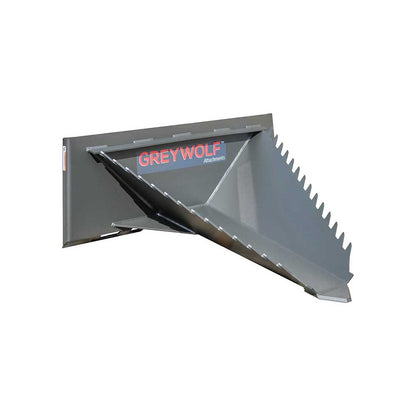 GREYWOLF Stump Bucket Attachment for Skid Steer Loaders | Gray Powder Coat