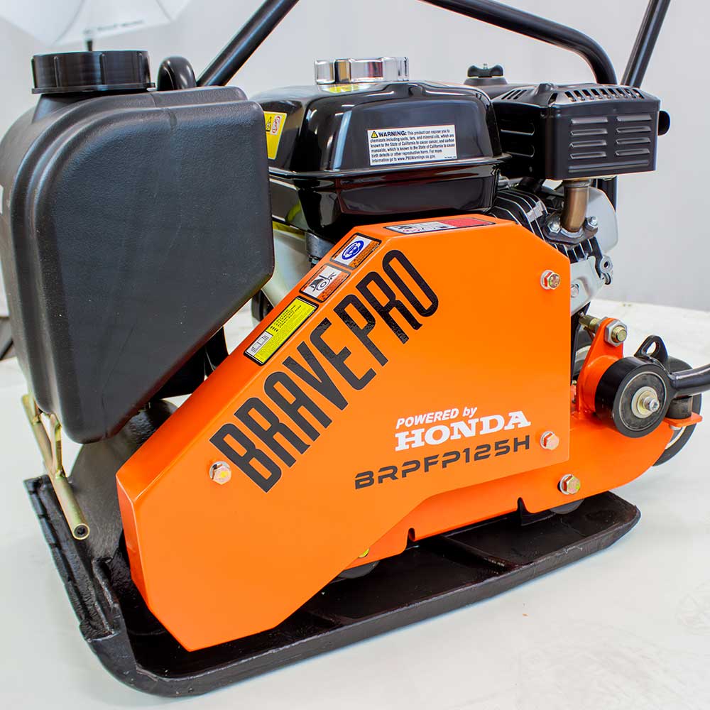 BravePro Forward Plate Compactor | 14 In. | Rubber Mat, Tank, and Wheel Kit | Honda GX160