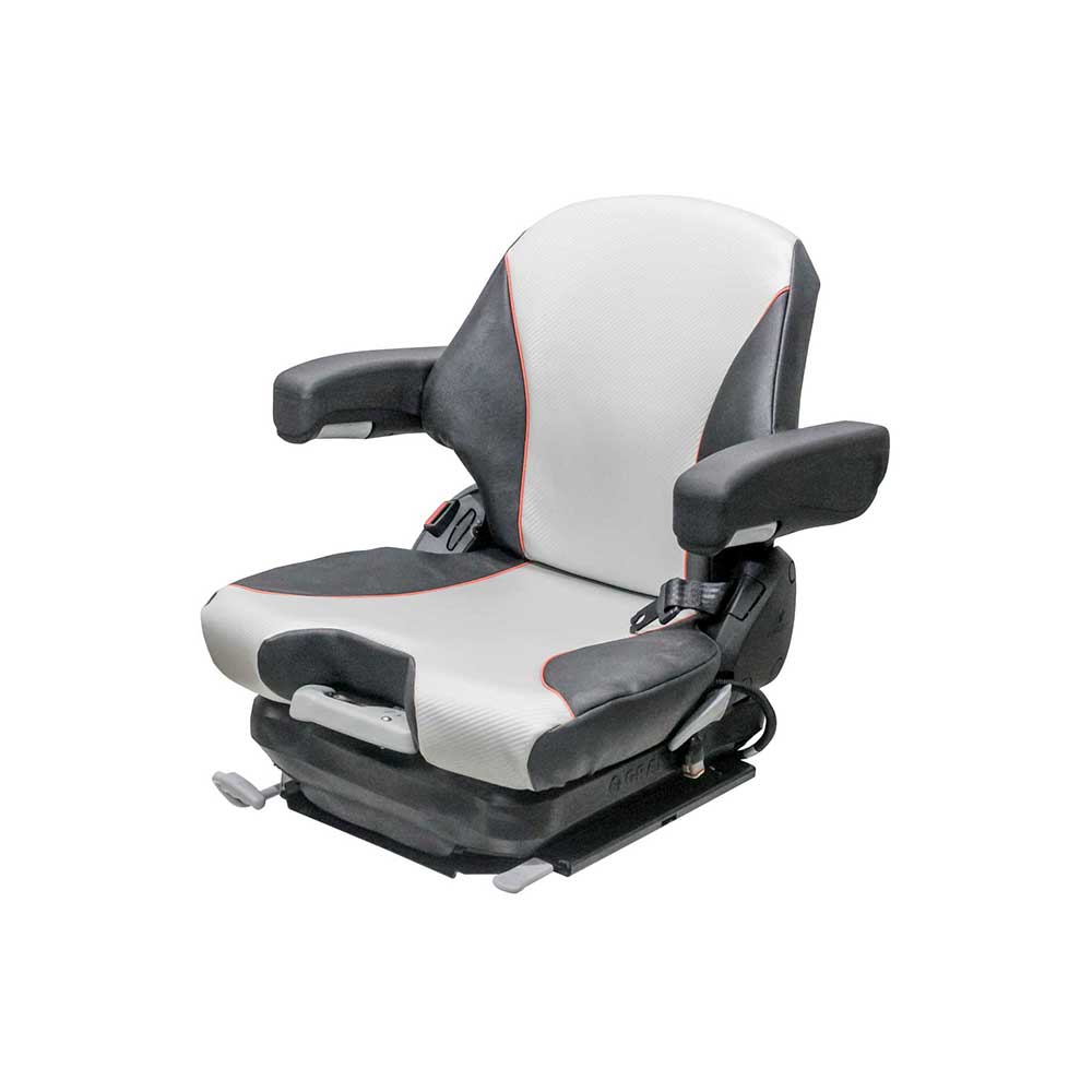 Uni Pro 138 Mechanical Suspension Seat | Black/Silver Vinyl with Orange Piping