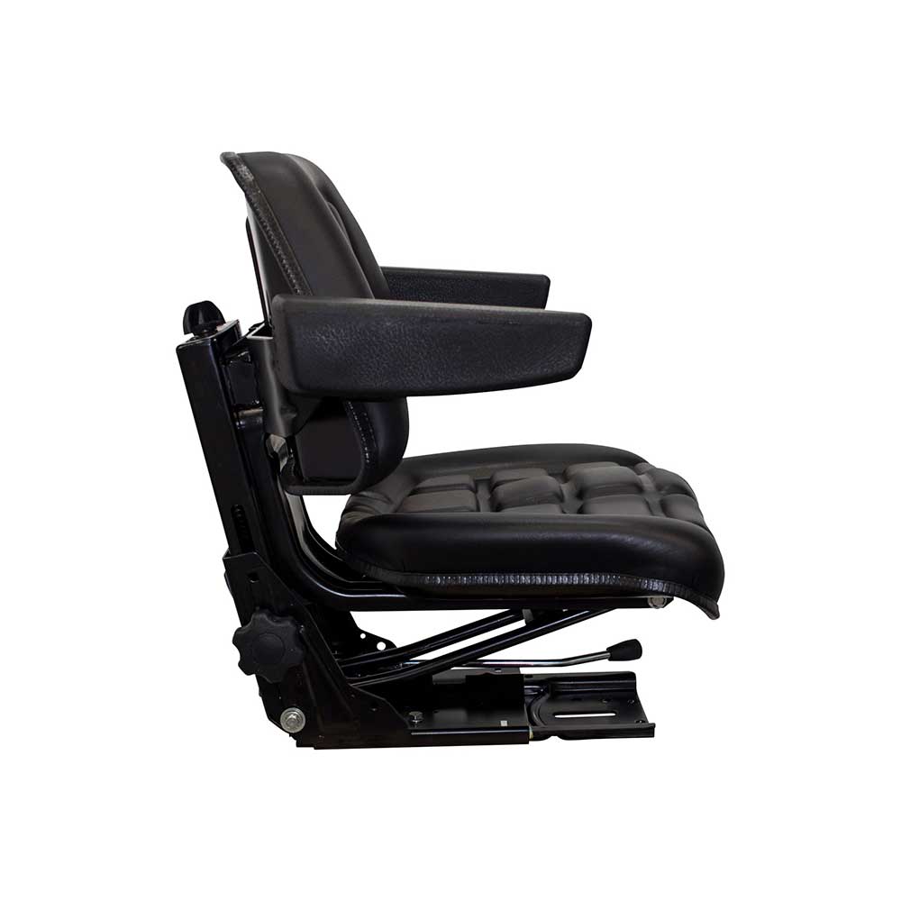 Pilot | Low Profile Seat & Mechanical Suspension | Armrests | Slide Rails | Black Vinyl | 7691