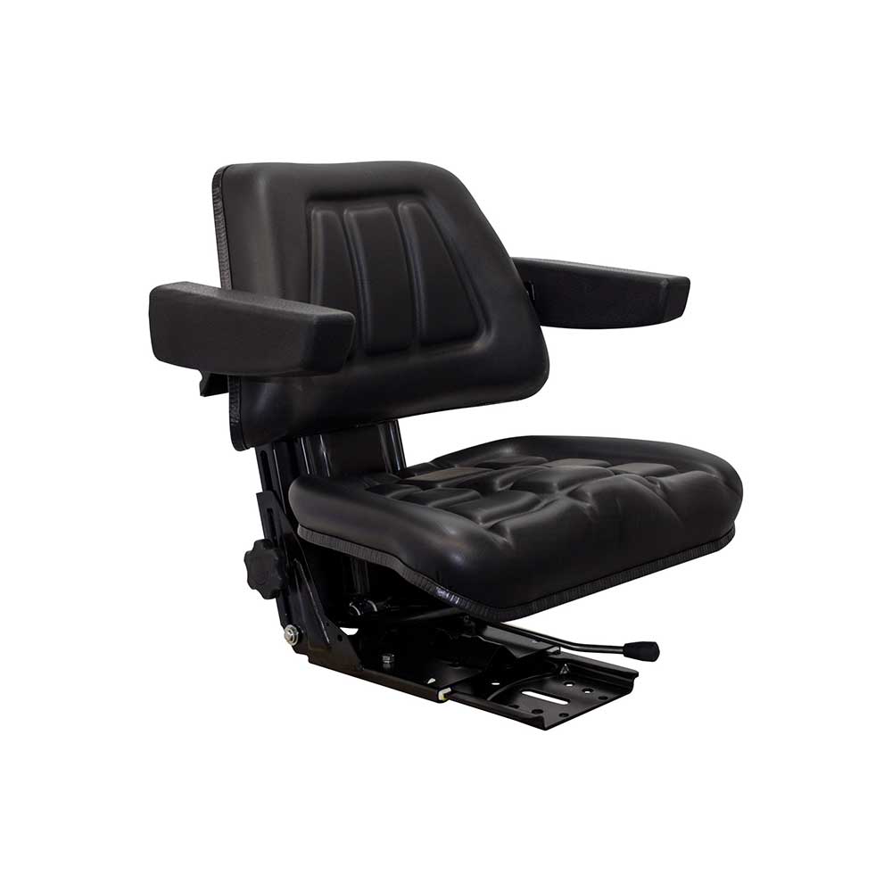 Pilot | Low Profile Seat & Mechanical Suspension | Armrests | Slide Rails | Black Vinyl | 7691