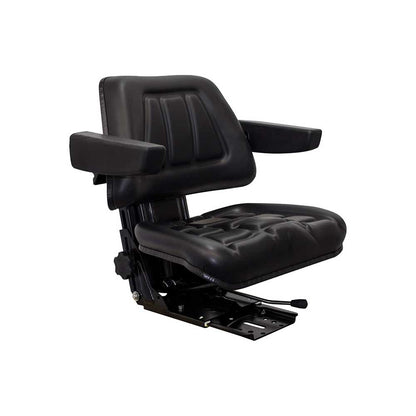 Pilot | Low Profile Seat & Mechanical Suspension | Armrests | Slide Rails | Black Vinyl | 7691