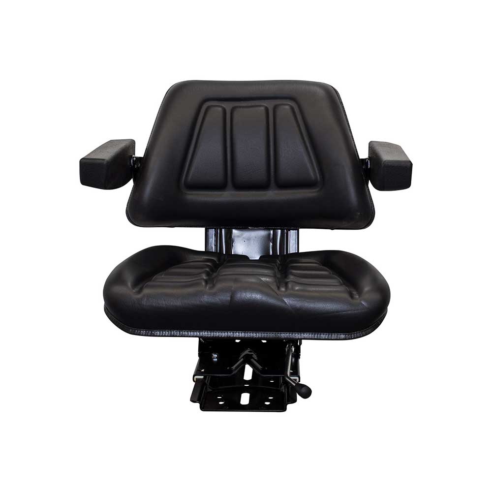 Pilot | Low Profile Seat & Mechanical Suspension | Armrests | Slide Rails | Black Vinyl | 7691