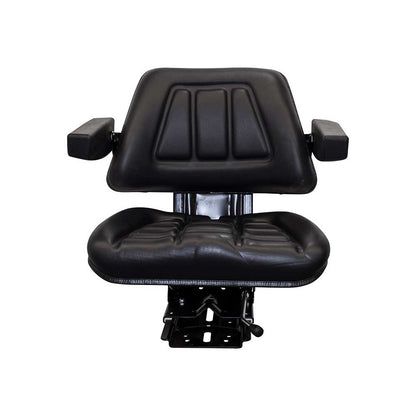 Pilot | Low Profile Seat & Mechanical Suspension | Armrests | Slide Rails | Black Vinyl | 7691