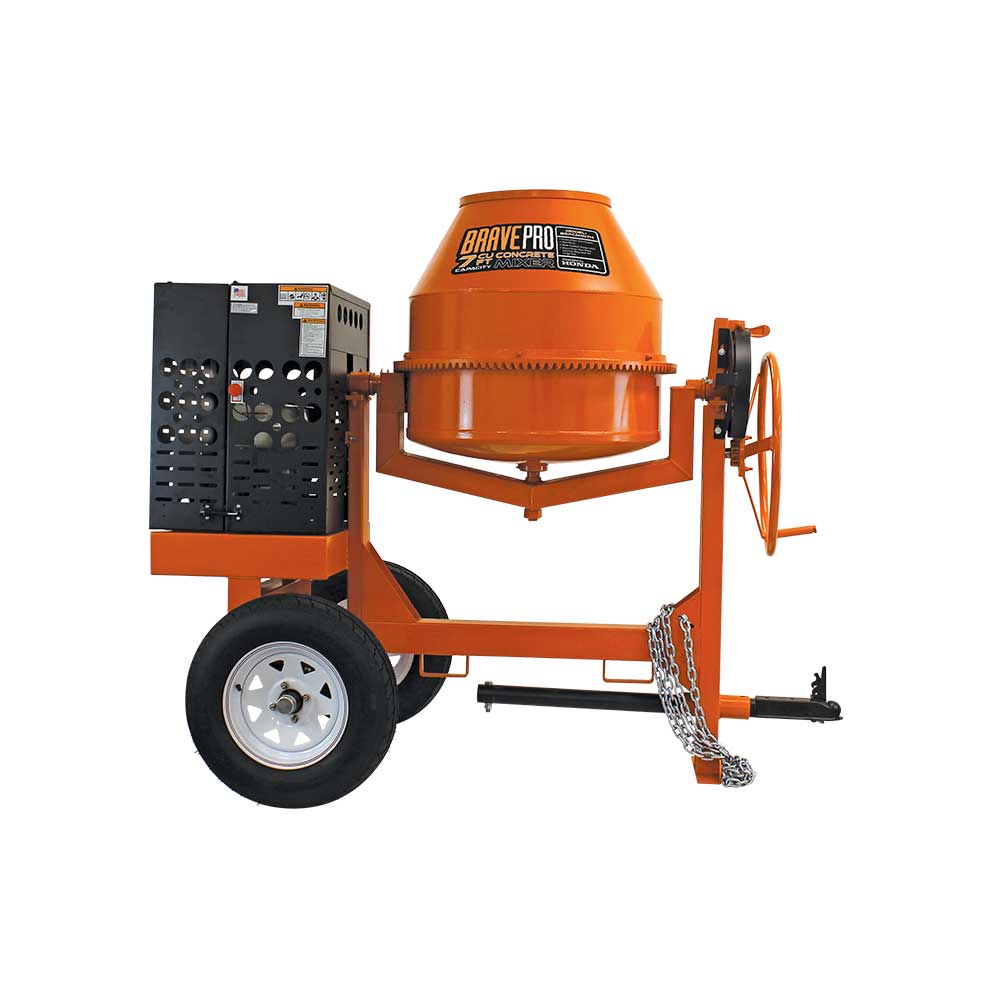 BravePro Concrete Mixer | 7 Cu. Ft. Steel Drum | Honda GX270