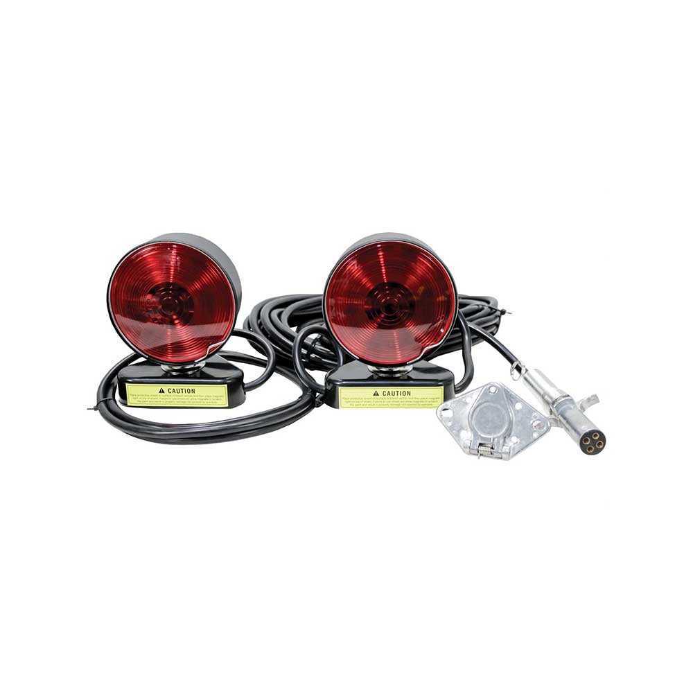 K&M Mfg Heavy-Duty Towing Light Kit | 4-In. with Red Lens | Magnetic Mount