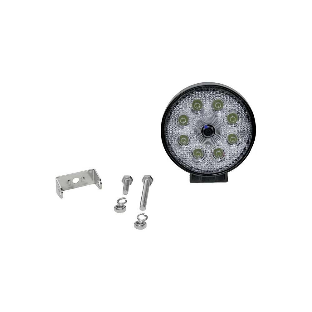K&M Mfg LED Flood Work Light | 5.39-In. | Round | Built-In Backup Camera