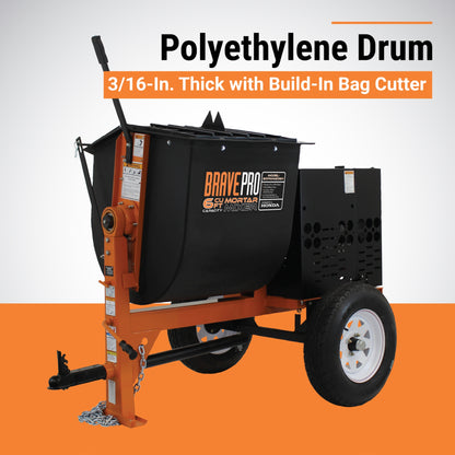 BravePro Mortar Mixer | 6 Cu. Ft. Poly Drum | Honda GX240
