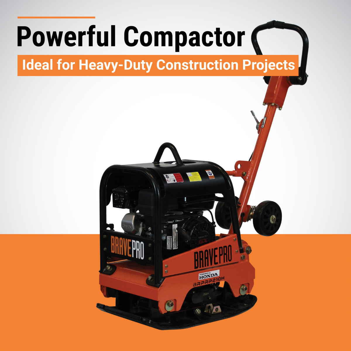 BravePro Reversible Plate Compactor | 15 In. | Wheel Kit | Honda GX160