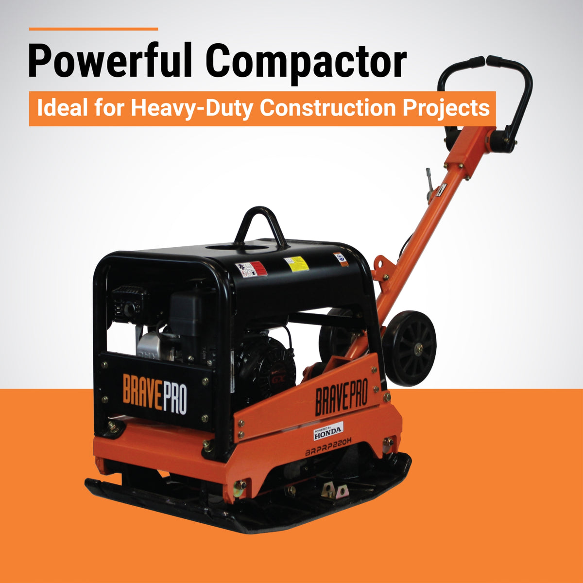 BravePro Reversible Plate Compactor | 20 In. | Wheel Kit | Honda GX200
