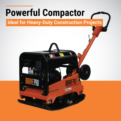 BravePro Reversible Plate Compactor | 20 In. | Wheel Kit | Honda GX200