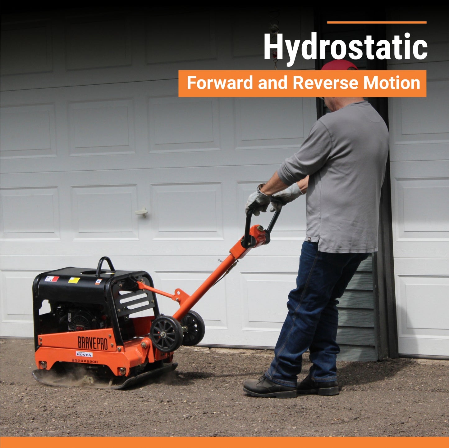 BravePro Reversible Plate Compactor | 20 In. | Wheel Kit | Honda GX200