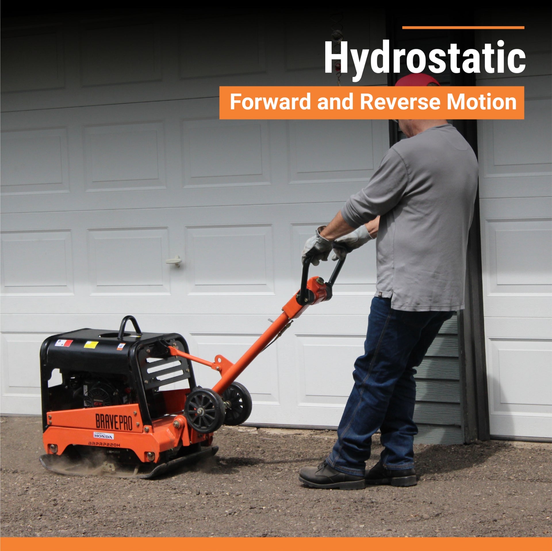 BravePro Reversible Plate Compactor | 20 In. | Wheel Kit | Honda GX200