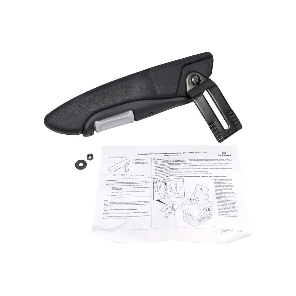 Uni Pro Fold-Up Adjustable Armrest | Fits 722/1055/1060/1250 | Black Dura-Tex | Right-Hand