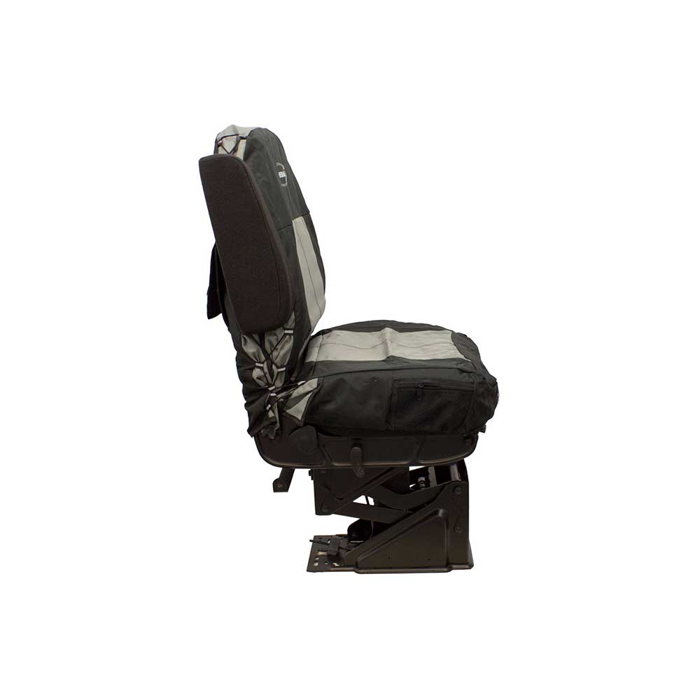 Uni Pro Seat + Backrest Cover Kit for Mid-Back Truck Seats | Two-Tone Black/Gray Fabric