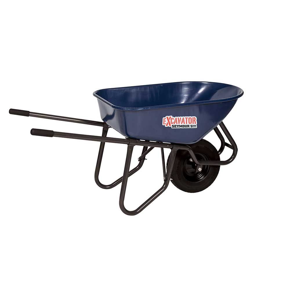 Wheelbarrow S500 Industrial | 6 Cu. Ft. | One-Piece Steel Frame | Steel Handles With Cushion Grip |15-In. Flat-Free Tire