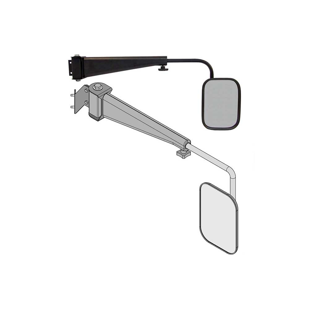 K&M Mfg Mirror Kit for John Deere 9000 Series 4WD Tractors | Right-Hand | Black Powder Coat