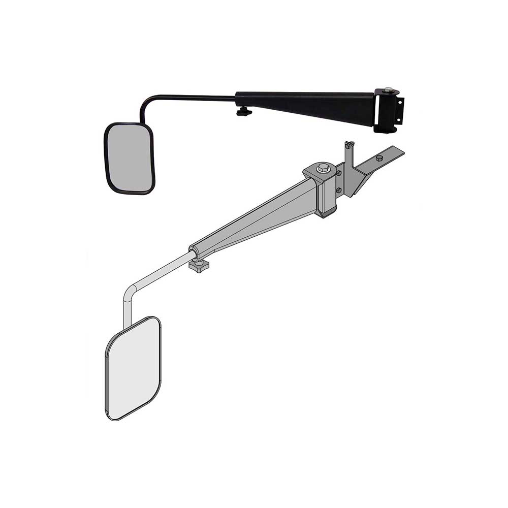 K&M Mfg Mirror Kit for Buhler-Versatile/New Holland-Ford Genesis Series Tractors | Left-Hand | Black