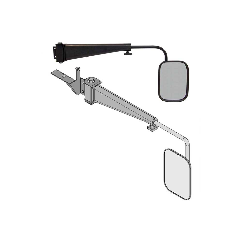 K&M Mfg Mirror Kit for Buhler-Versatile/New Holland-Ford Genesis Series Tractor | Right-Hand | Black