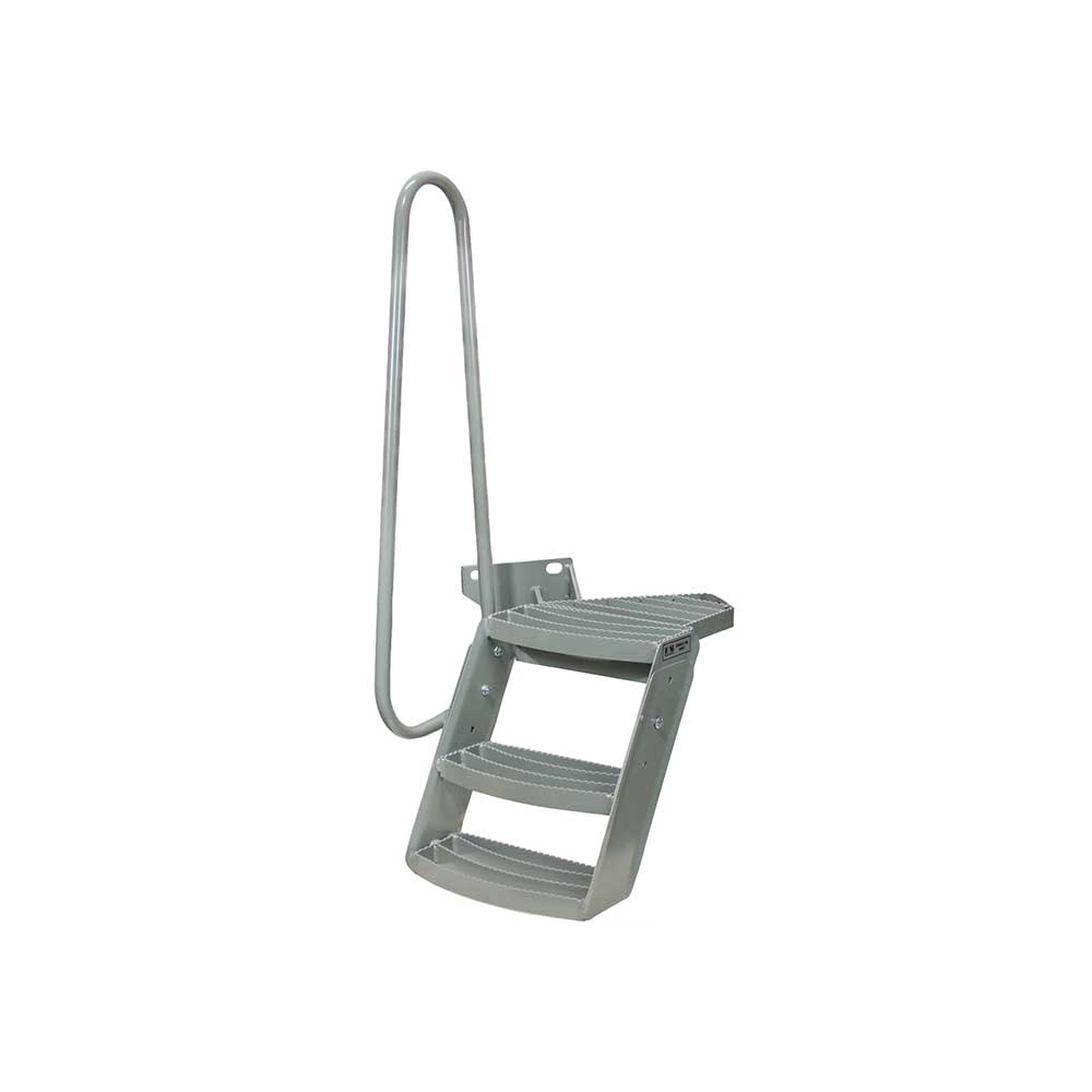 K&M Mfg Step & Handrail Kit for Oliver 1550-2255 Tractors | 3-Step Unit | With Extend-A-Step | Gray