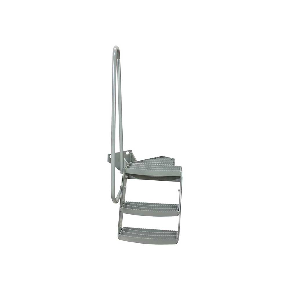 K&M Mfg Step & Handrail Kit for Oliver 1550-2255 Tractors | 3-Step Unit | With Extend-A-Step | Gray