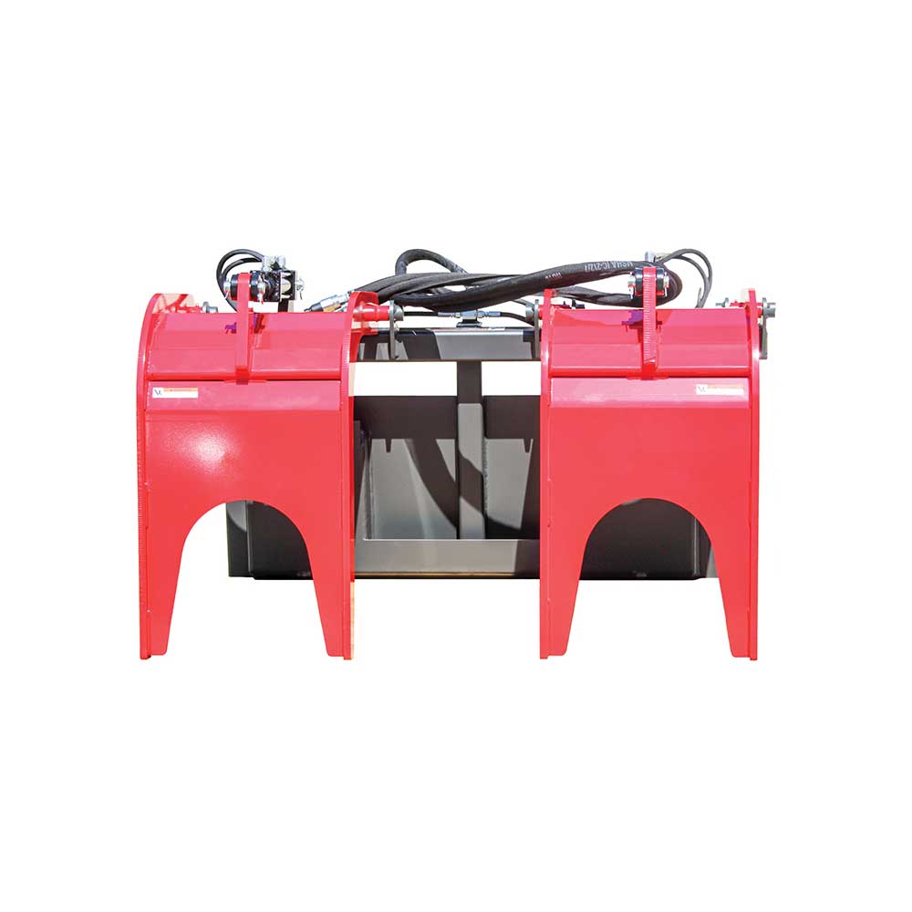 GREYWOLF Double Quick Attach Grapple Attachment for Skid Steer Loaders | Gray/Red Powder Coat