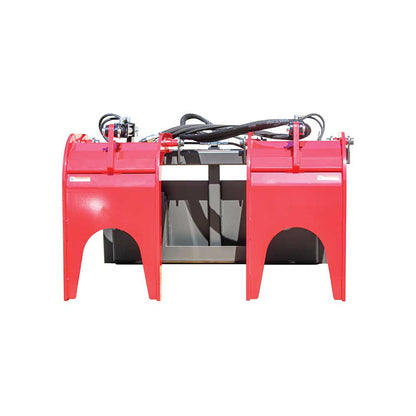 GREYWOLF Double Quick Attach Grapple Attachment for Skid Steer Loaders | Gray/Red Powder Coat
