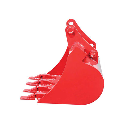 GREYWOLF 20-In. Bucket for Skid Steer Loader Backhoe Attachment | 4 Replaceable Teeth | Red Powder Coat