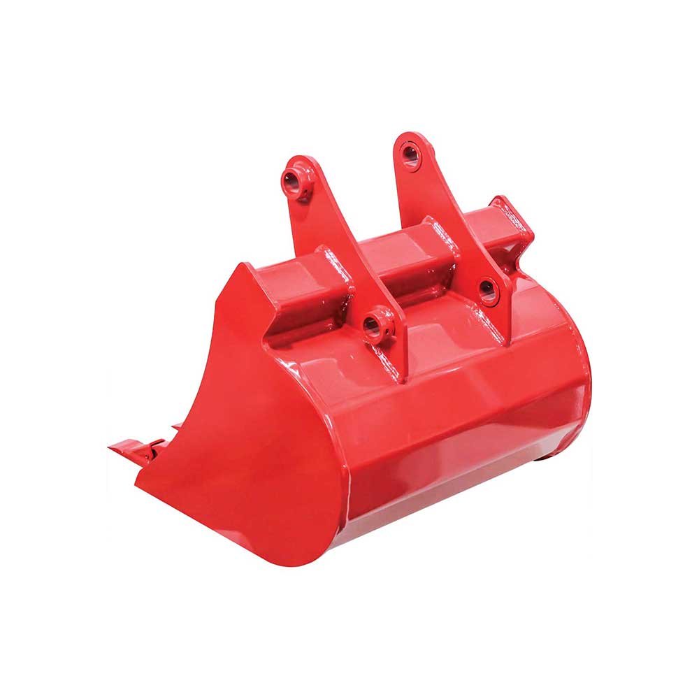 GREYWOLF 20-In. Bucket for Skid Steer Loader Backhoe Attachment | 4 Replaceable Teeth | Red Powder Coat