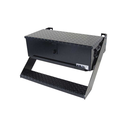 K&M Mfg Step Mount for #30 Toolbox | 22-In. - 25-In. Wide Bolt Pattern | Black Powder Coat