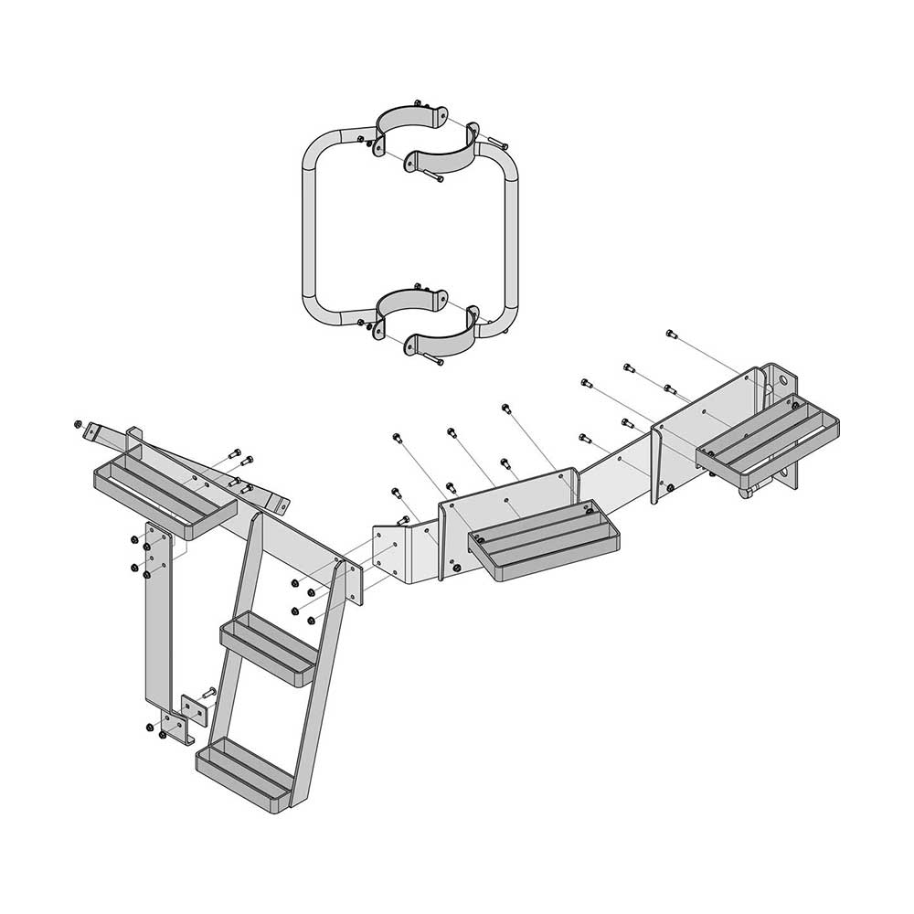 K&M Mfg Window Step & Handrail Kit for Case IH Tier 4 Magnum | 2013 Tier 4 & Older | Original Color