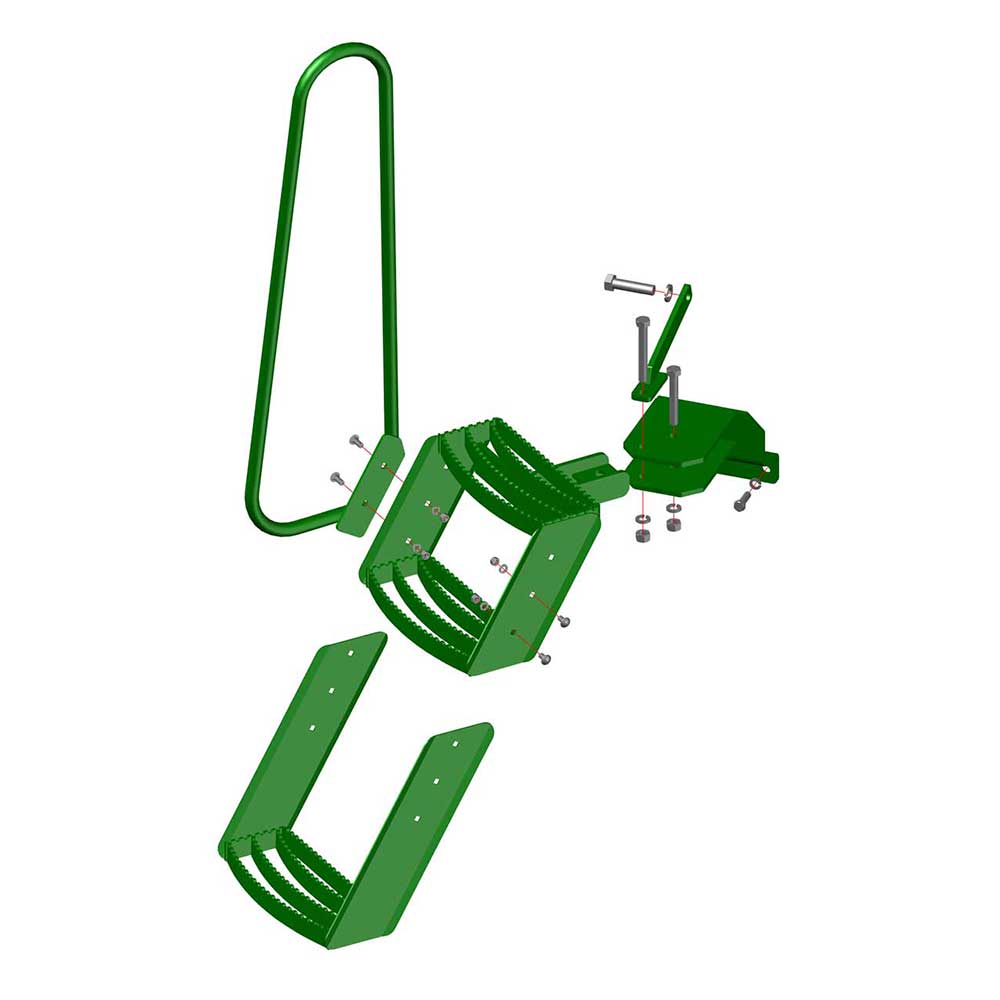 K&M Mfg Step Kit for John Deere Stolper Series Tractors | 3-Step Unit | Left-Hand | Green