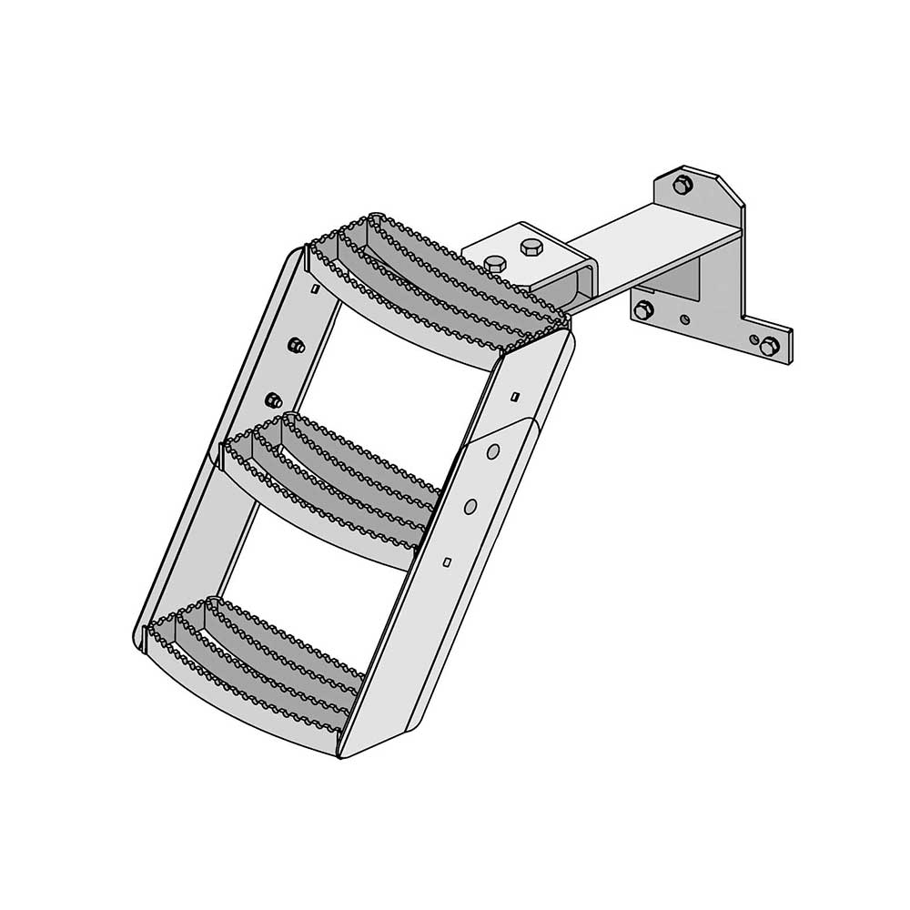 K&M Mfg Step Kit for John Deere Hinson Series Tractors | 3-Step Unit | Left-Hand | Green