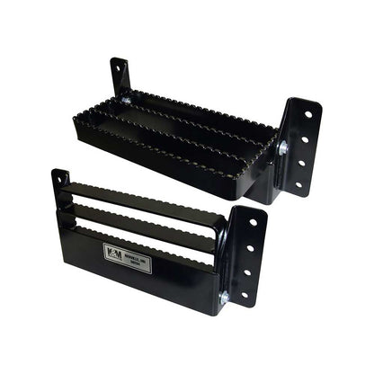 K&M Mfg Universal Flip-Up Tractor Step | Black Powder Coat Finish