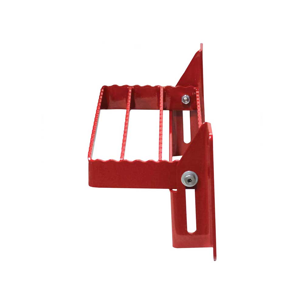 K&M Mfg Universal Flip-Up Tractor Step | Red Powder Coat Finish