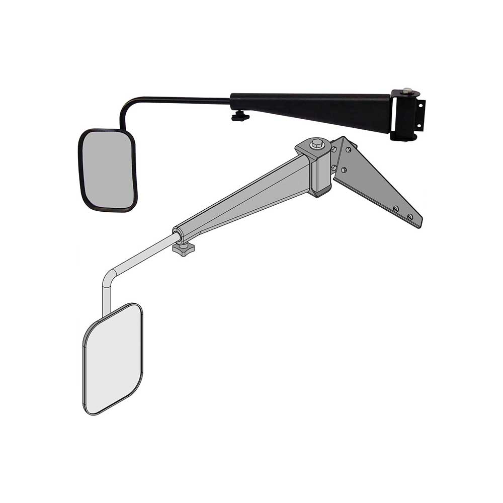 K&M Mfg Mirror Kit for Case IH Maxxum Series Tractors | Left-Hand | Black Powder Coat