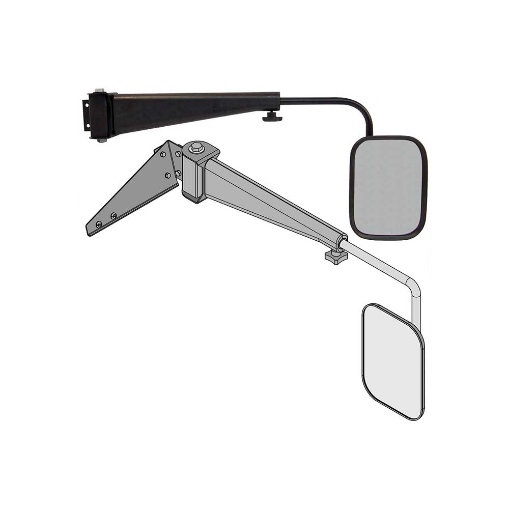 K&M Mfg Mirror Kit for Case IH Maxxum Series Tractors | Right-Hand | Black Powder Coat